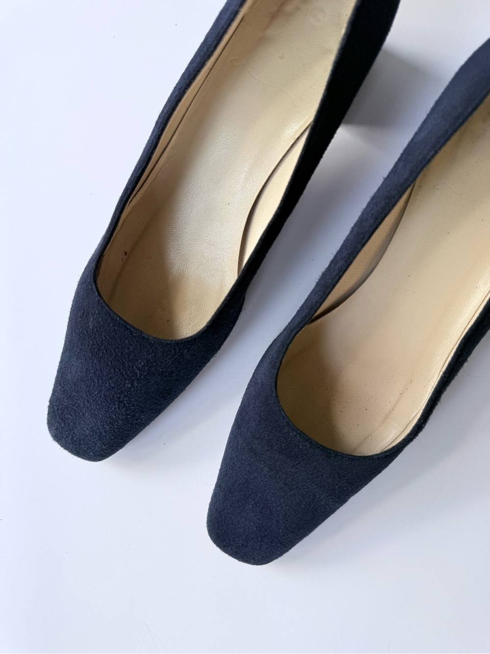Christian Louboutin Vintage Classic Navy Suede Low Block Heel Pumps 37 - Picture 8 of 13